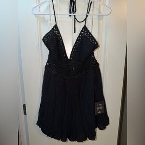 Lulu's Black Crochet Romper